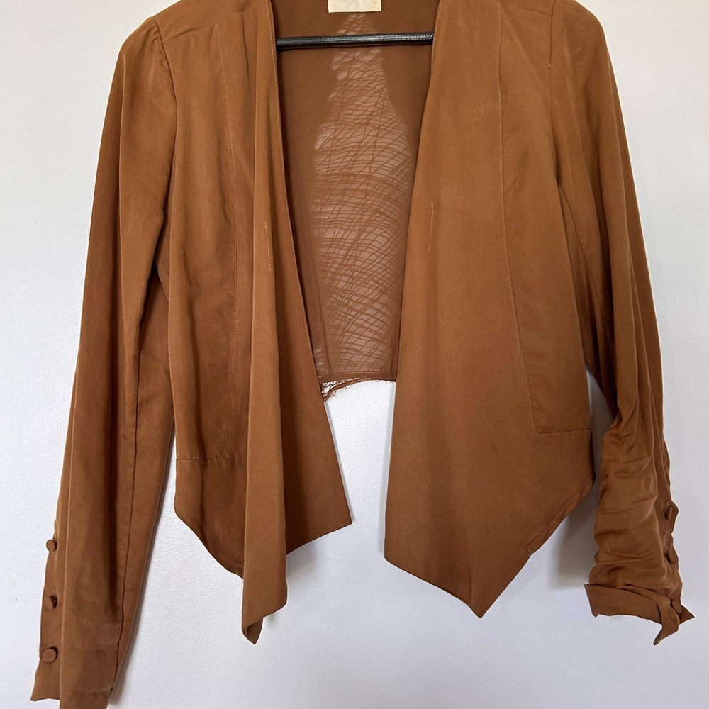 Stylish Brown Tan Women's Crop Jacket